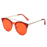 Escobar - Round Circle Brow-Bar Tinted Lens Sunglasses